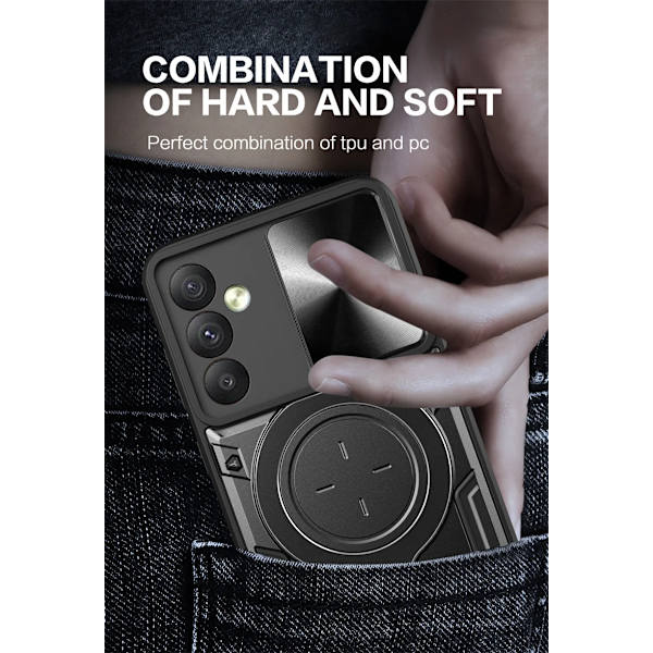 Samsung S24 fodral -Armor Protect Ringhållare, linsskydd Stötsäkert