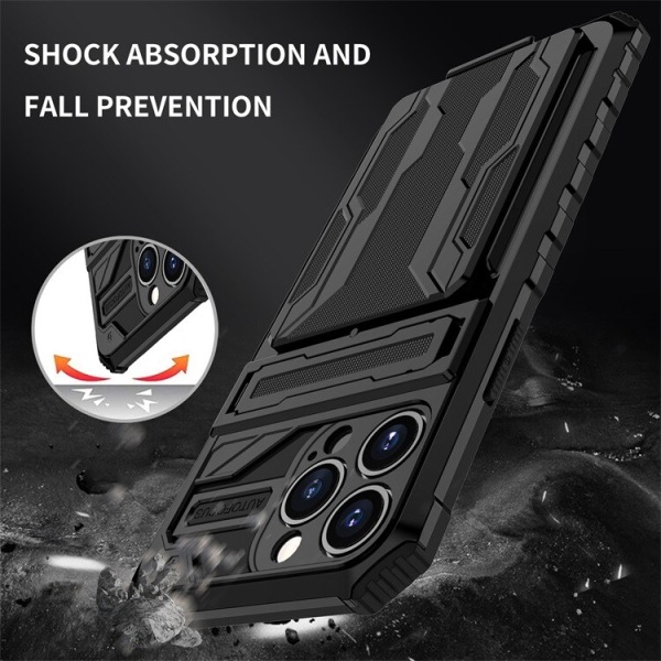 Iphone 13 PRO  Fodral med 2 kreditkortshållare -Anti-Shock Armor Kickstand