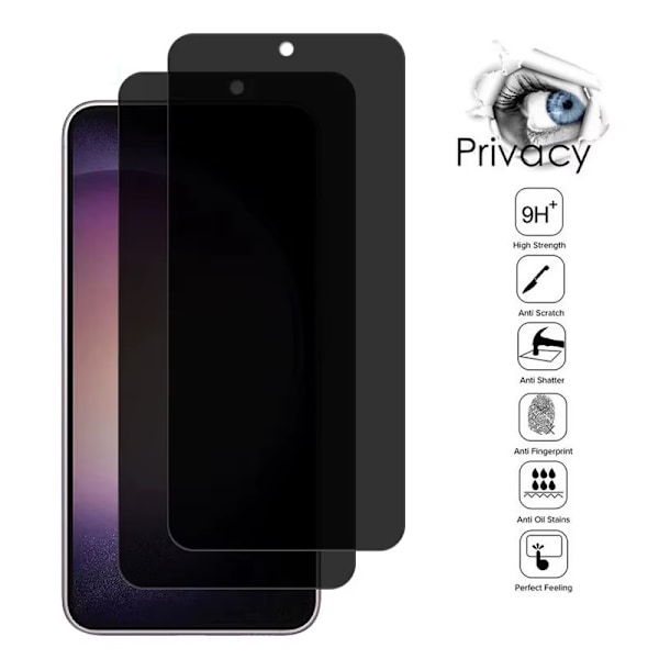 2 PACK- Fingerprint Unlock Sekretess Skärmskydd Samsung Galaxy S23 PLUS 5G, Privacy Screen Protector