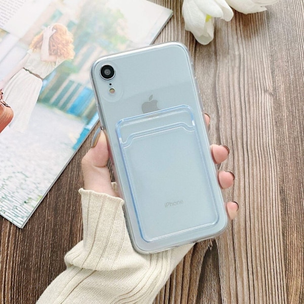 iPhone 14 PLUS Transparent Mobilskal med Korthållare