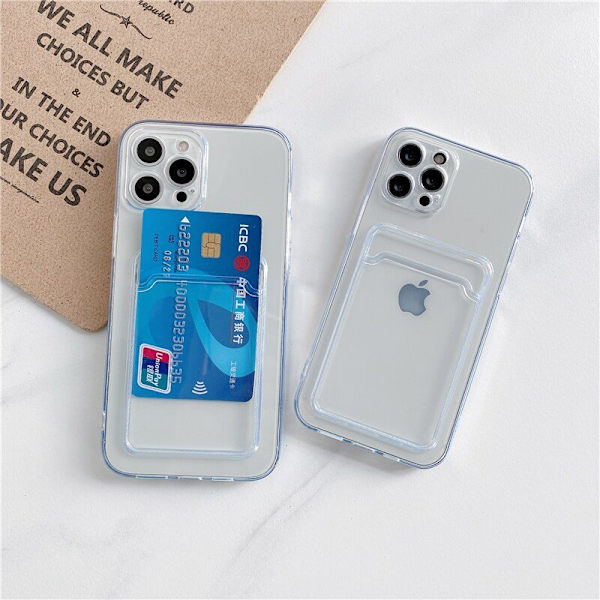 iPhone 14 PLUS Transparent Mobilskal med Korthållare
