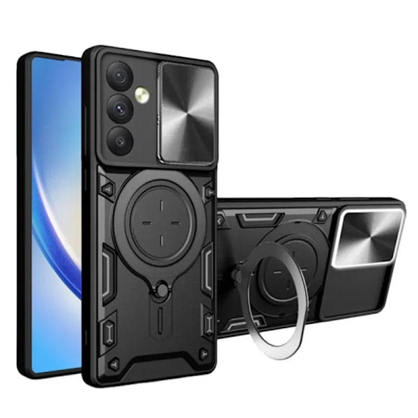 Iphone 15 PLUS- Armor Protect Ringholder, linsebeskyttelse Stødsikker etui
