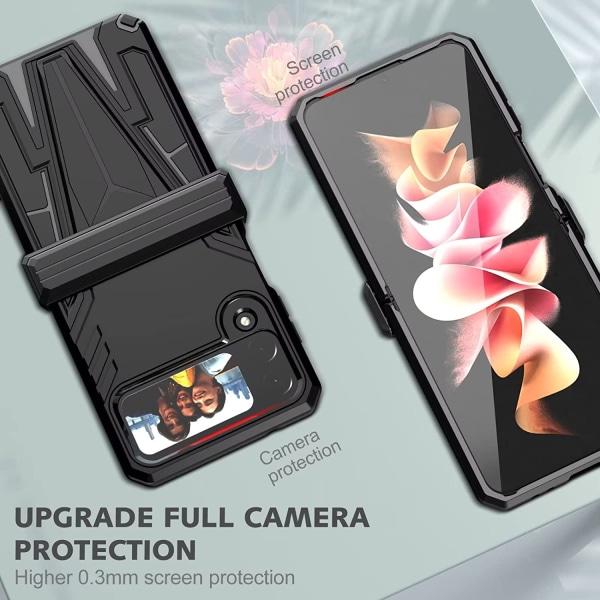 Samsung GalaxyZ FLIP 4- Etui Stødsikker magnetisk Armor Case - SORT