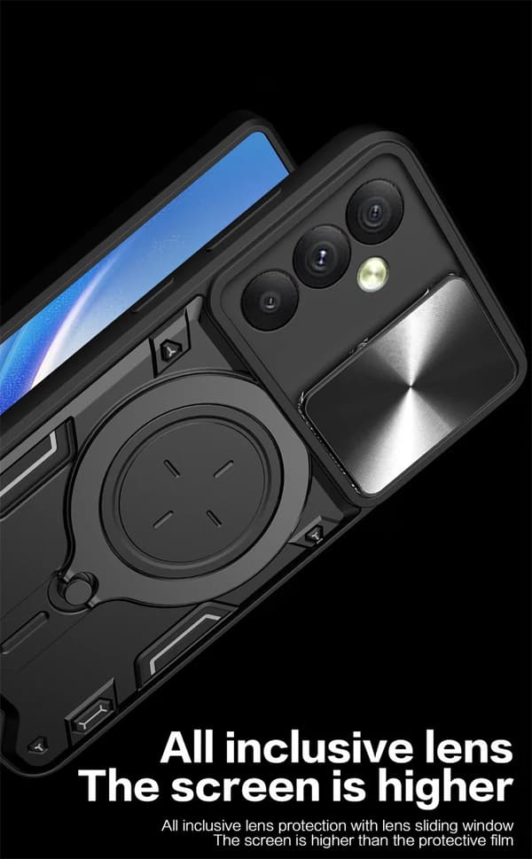 Samsung S23 - Armor Protect Ringholder, linsebeskyttelse Stødsikker etui