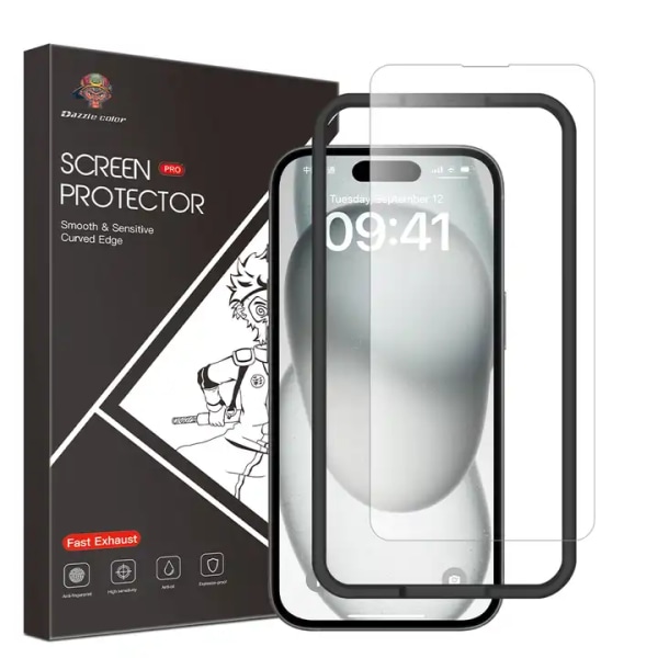 2-PAK- Transparent Skærmbeskytter IPhone 12/12 PRO ( 6.1'') med monteringsramme