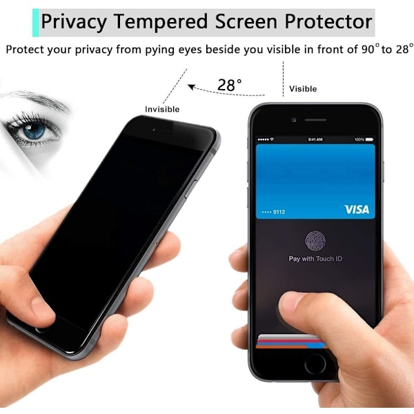 2 PACK -Privatliv Skærmbeskytter iPhone 13/13 Pro (6,1 tommer), Privacy Screen Protector