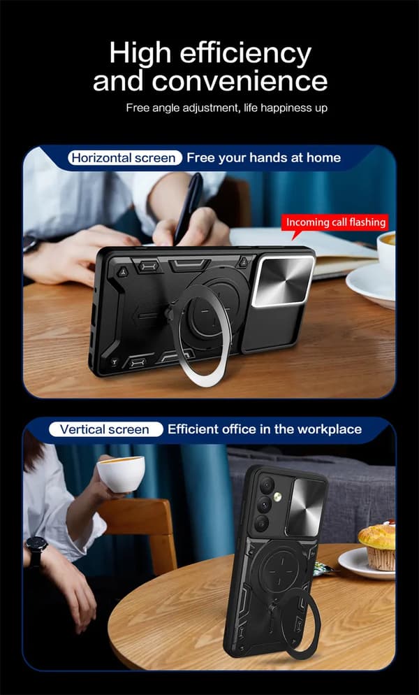 Iphone 14- Armor Protect Ringholder, linsebeskyttelse Stødsikker etui