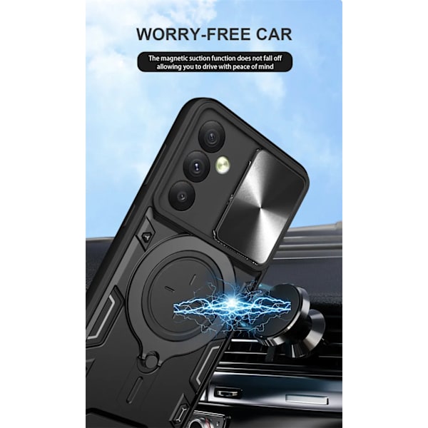Iphone 15 PLUS- Armor Protect Ringholder, linsebeskyttelse Stødsikker etui