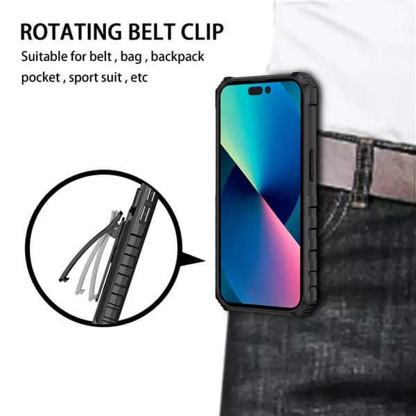 Iphone 12 -Multifunktions panseretui med kortslot og bagclips - SORT