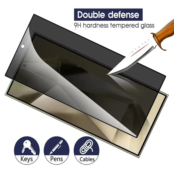 2 PACK- Fingerprint Unlock Sekretess Skärmskydd Samsung Galaxy S25 PLUS 5G, Privacy Screen Protector