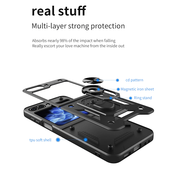 Samsung Z Flip 4 - Armor Protect Sormusteline, linssinsuoja Iskunkestävä kotelo