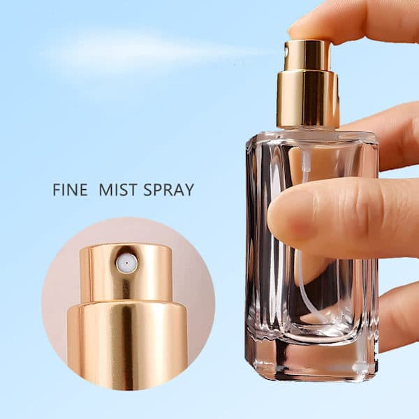 Påfyllningsbar Parfymsprayflaska 50ml, Glas Atomizer Reseparfymdispenser Guld