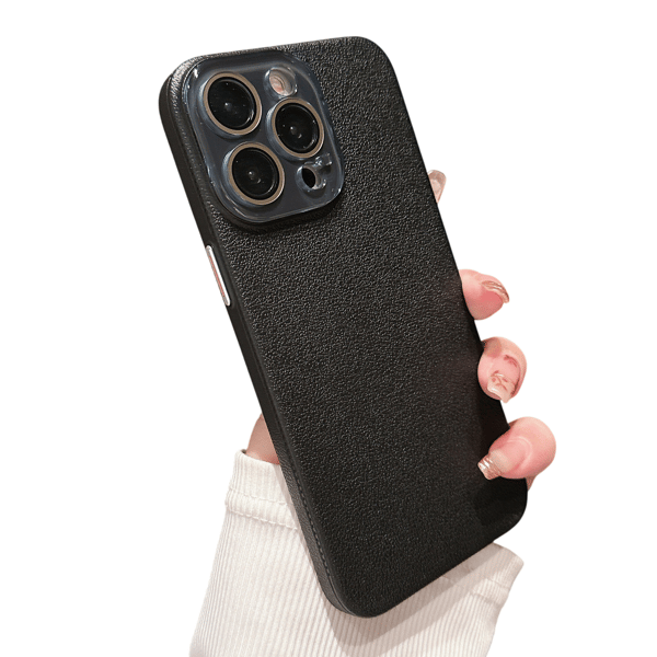 iPhone 15 Fodral - Svart Lädertextur