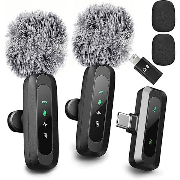 Trådløs Lavalier med LED-display - Mini Lavalier Mikrofon til iPhone/Android, Perfekt til Video, Vlog, TikTok, YouTube