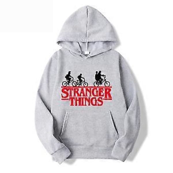 Stranger Things Tema Tonåringar Män Huvtröjor Långärmad Tröja Pullover Toppar 1(S Ljusgrå)