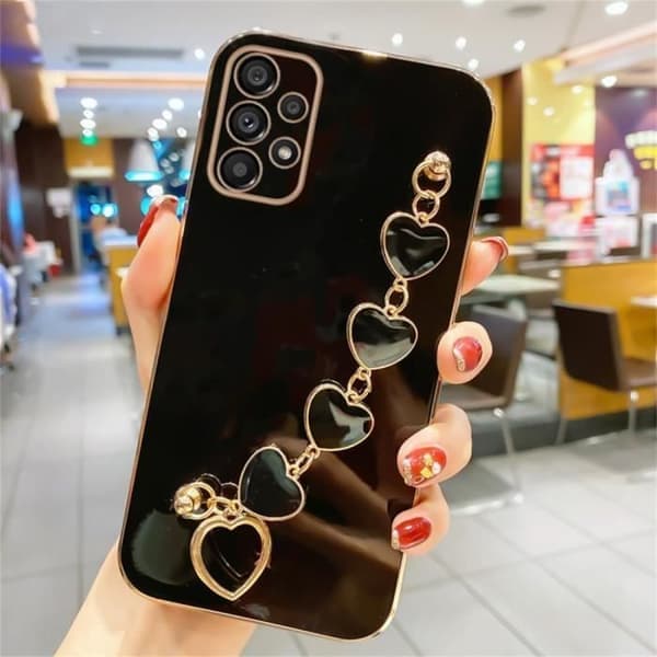 Cover - EF CONNECTION - til iPhone 14 Pro - Stødabsorberende silikone - Hjertemotiv - Blød - Sort Sort