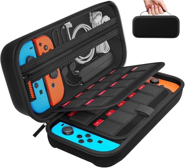 Switch-kompatibel med Nintendo Switch/Switch OLED - Bæretaske med 20 spilpatroner, etui til Nintendo Switch (sort)