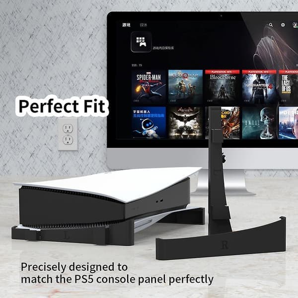 Til PS5-konsolholder PS5 Horisontal monteringsstand PS5-basestativ til Playstation 5 Disc & Digital Editions Tilbehør SORT BLACK