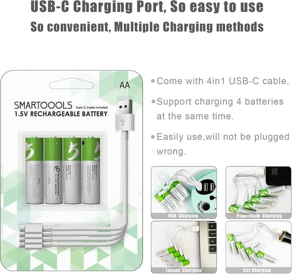NÖRDIC USB-C Uppladdningsbara batterier 4-pack AA/LR06