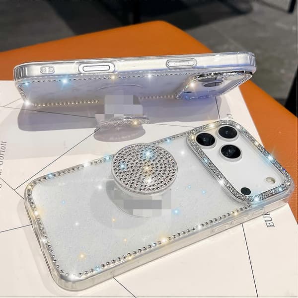 Diamant Glitter Diamant Rund Holder Telefoncover til iPhone 17 Pro Max