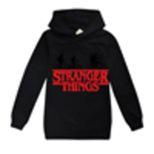 Drenge Stranger Things Hættetrøje Sweatshirt Pullover Jumper Udendørs Sort 160cm 160cm