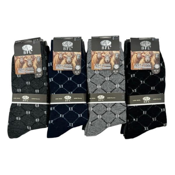 Herre uldsokker 12-pak 40-46 multicolor one size
