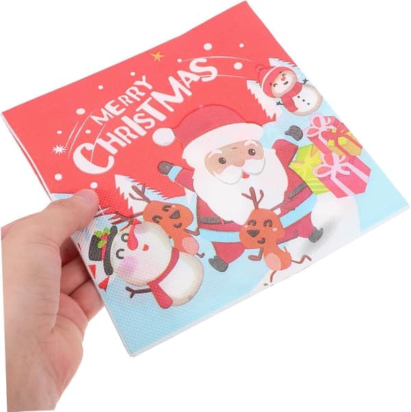 1 pose glædelig jul servietter engangspapirservietter julepynt julemandstema pose