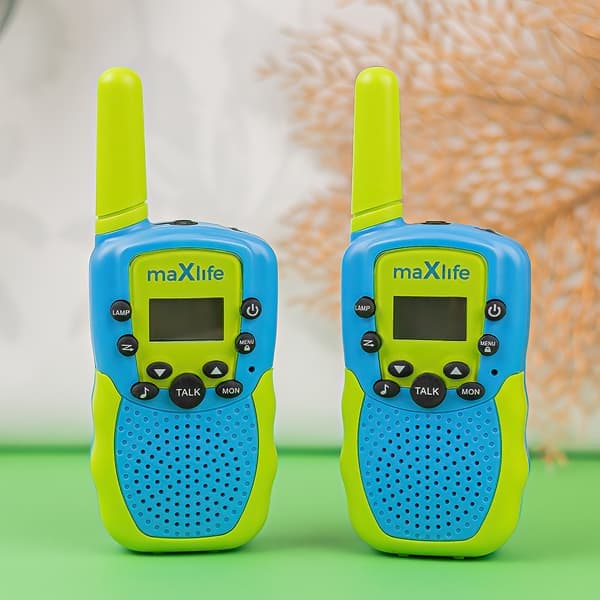 Maxlife MXWT-200 Walkie-Talkie sæt med ergonomisk design og rækkevidde op til 3 km - Grøn/Blå