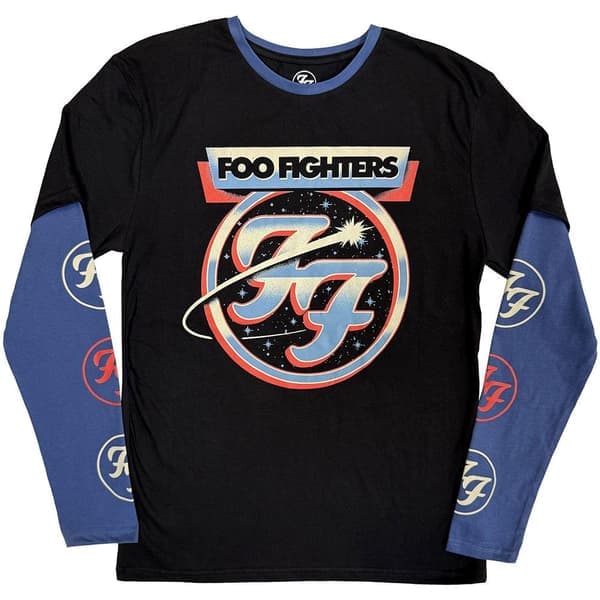 Foo Fighters Unisex Voksen Comet Layer Langærmet T-shirt S Sort/Denim Blå S S
