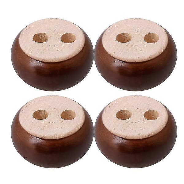 4 stk. Runde flade møbelfødder i træ 3*7cm Valnød WS6069