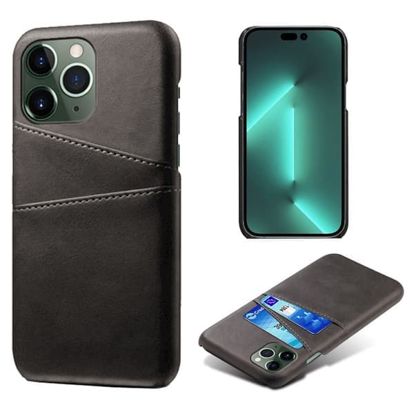 IPhone 14 Pro Max iskunkestävä PU-nahka + kova PC-kotelo - musta