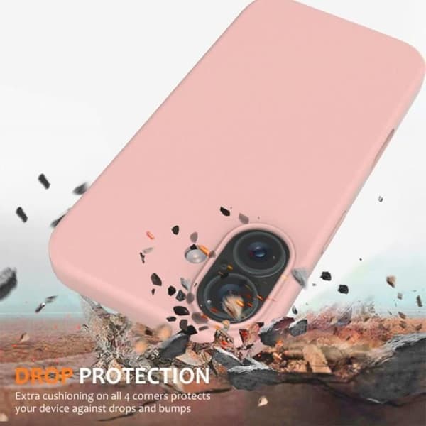 Skyddsfodral - E.F.CONNECTION - för iPhone 16 - Matt Silikon - Repskydd - Stötsäker Rosa