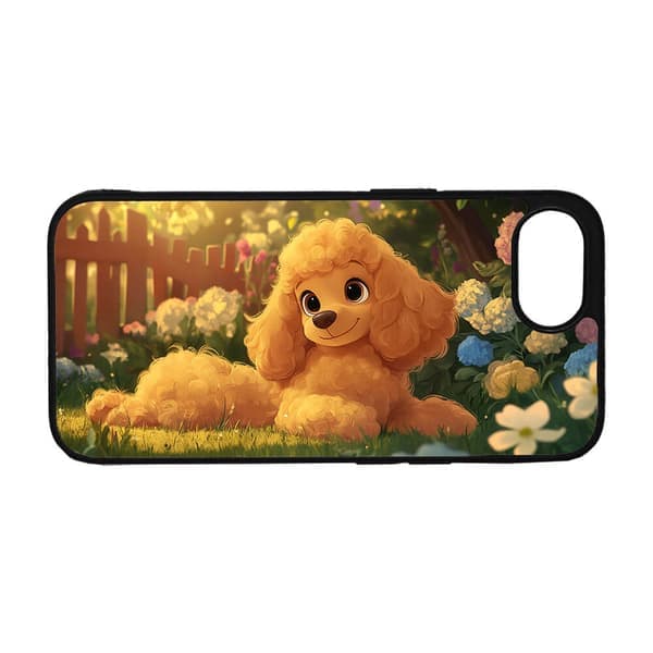 Sött tecknat pudelhund iPhone 16e mobilskal