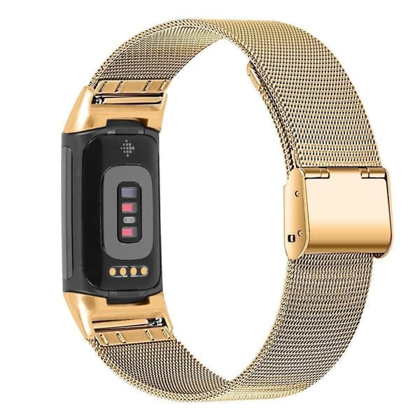 Fitbit Charge 6 5 Milanese Loop rustfrit stålarmbånd med sølvfarve silverfärgad