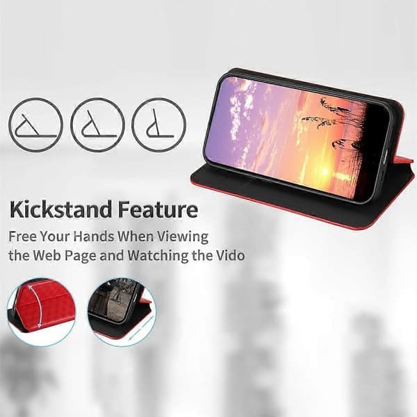 Cubic Grid Tekstur Flip Læder Telefoncover (Rød, til Sharp Aquos wish5)