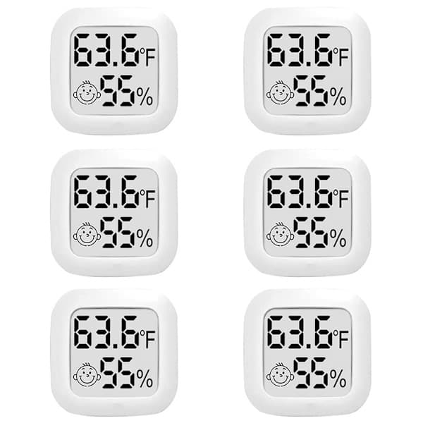 Mini digital termometer och hygrometer med LCD-display, 6-pack