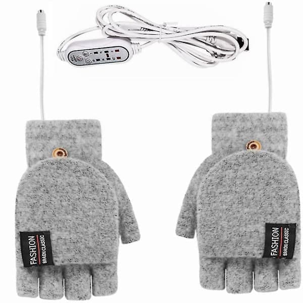 Elektriske Opvarmede USB Vinterhandsker, Termiske Isolerede Handsker, Grå Gray