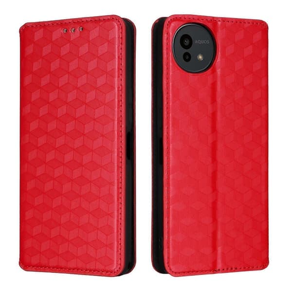 Cubic Grid Tekstur Flip Læder Telefoncover (Rød, til Sharp Aquos wish5)