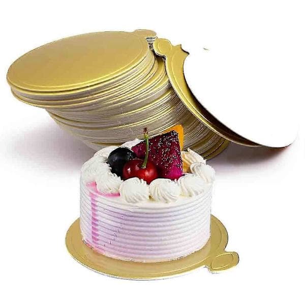 Mini Rund Guldkarton Kagebund, Moussekageplade, 100 Stykker Kagepapirplader Rund Karton