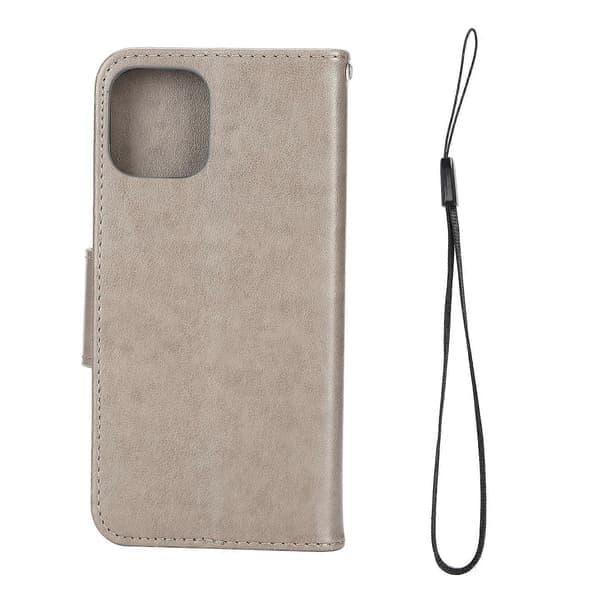 Plånboksfodral för Iphone 12 Pro PU-läder Plånboksfodral med kreditkortsfack (grå)