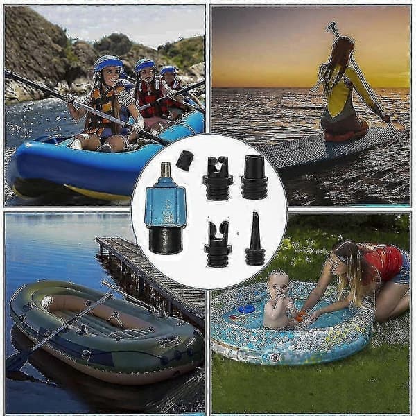 Paddleboard Pump Adapter, 4 Luftventilmunstycken, för Kajak/Uppblåsbar Säng/Båt