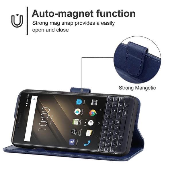 Læderetui til Blackberry KEY2 Blå Blue