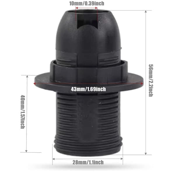 10-pak (sort og hvid) E14 plastlampeholder med Edison-gevind
