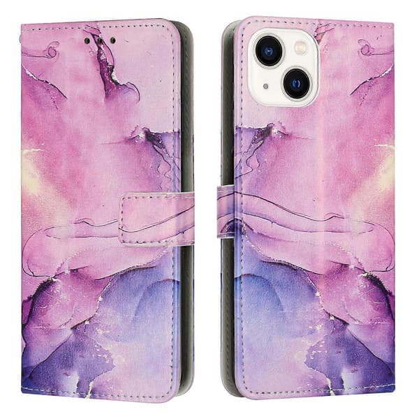 For iPhone 13 mini malt marmormønster skinntelefonveske til iPhone 13 Mini