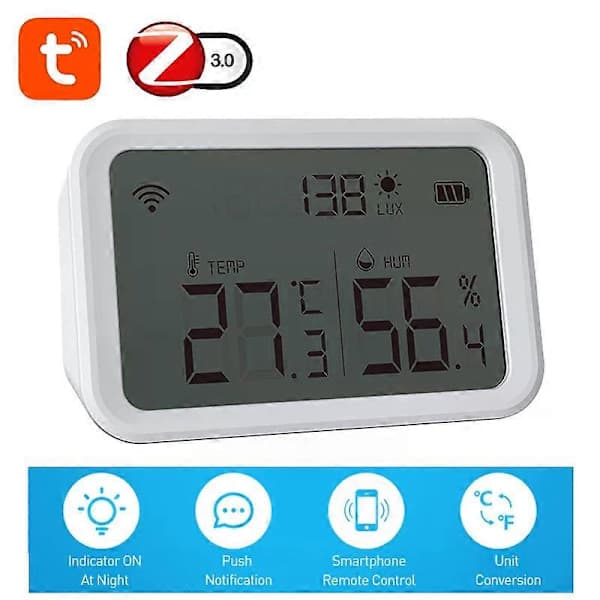 Tuya Zigbee Termometer og Hygrometer, Trådløs Temperatur- og Fugtighedssensor