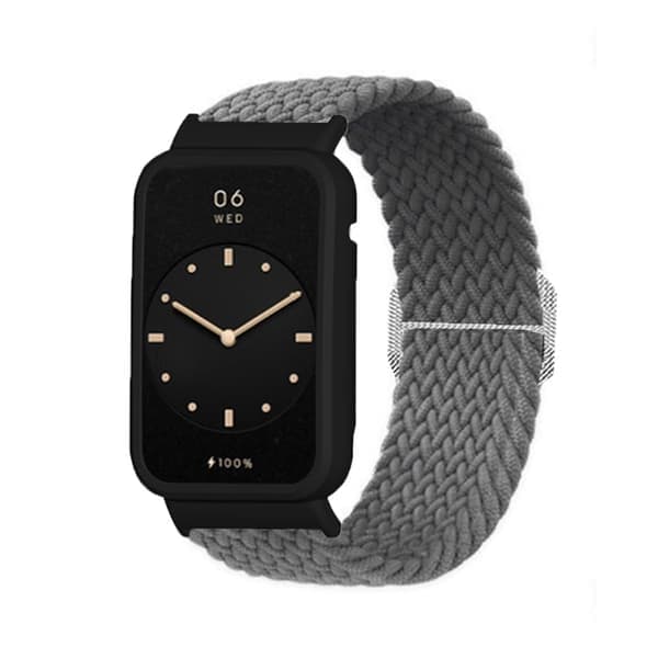 Xiaomi Mi Band 7 Pro Nylon Elastisk Klockrem med Skydd - Grå / Svart Silvergrå