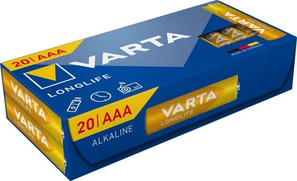 VARTA Longlife alkaliska AAA-batterier LR3, 20-pack