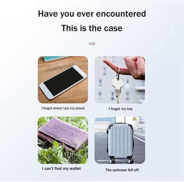 Mini GPS Tracker Trådløs Bluetooth 5.0 Anti-Tabt Enhed Smart Locator Kæledyrs Nøglepung Tracker med Nøglering Sort