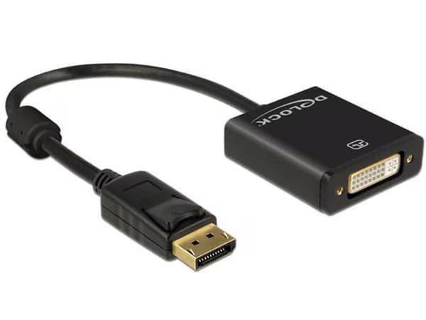 Delock-adapter DisplayPort han til DVI hun 4K, aktiv, 20 cm - sort