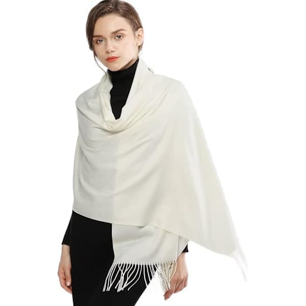 Pashmina Sjal og Wrap til Kvinder, Blødt Vinter Bryllupssjal til Kvinder, Elfenben Ivory